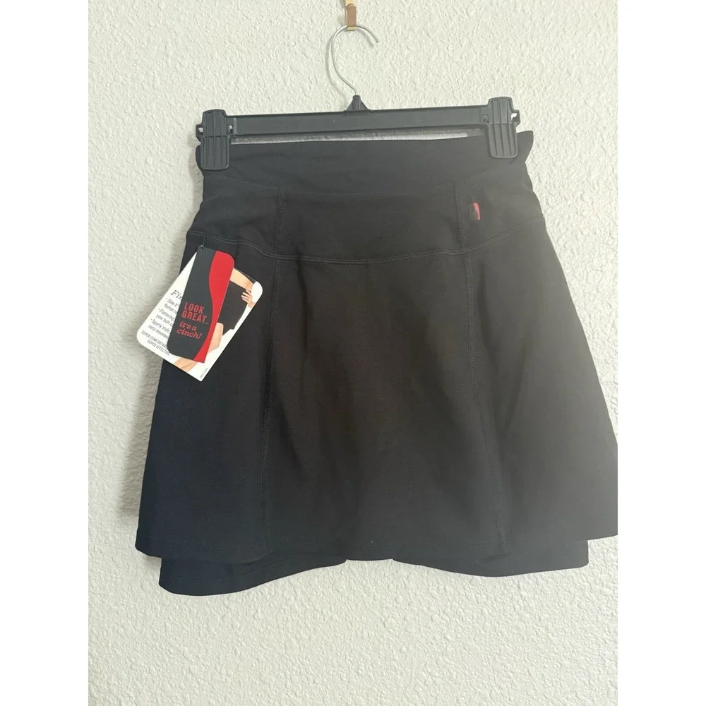 Spanx NWT Power Skort Womens Size M Black Slim Stretch Lined Skirt Shorts New